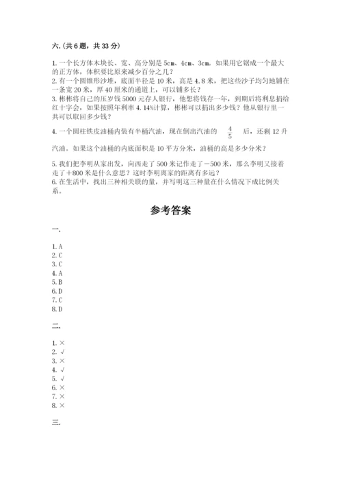 苏教版数学六年级下册试题期末模拟检测卷精品【必刷】.docx