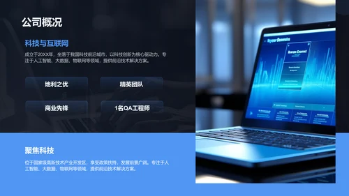蓝色科技风科技风商业计划书PPT模板