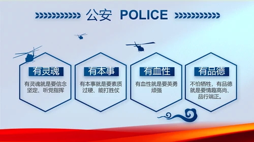 蓝色警察公安机关年终工作总结PPT动态模板