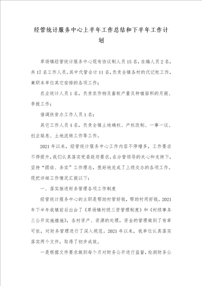 2021年经管统计服务中心上半年工作总结和下半年工作计划