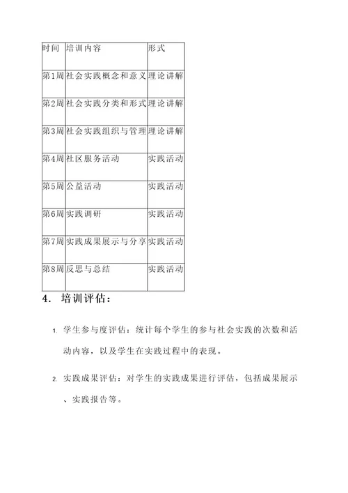 社会实践课程培训方案