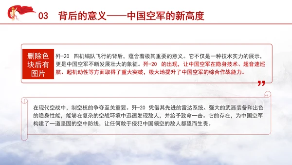 中国航空钢铁雄鹰歼-20四机编队介绍主题党课PPT