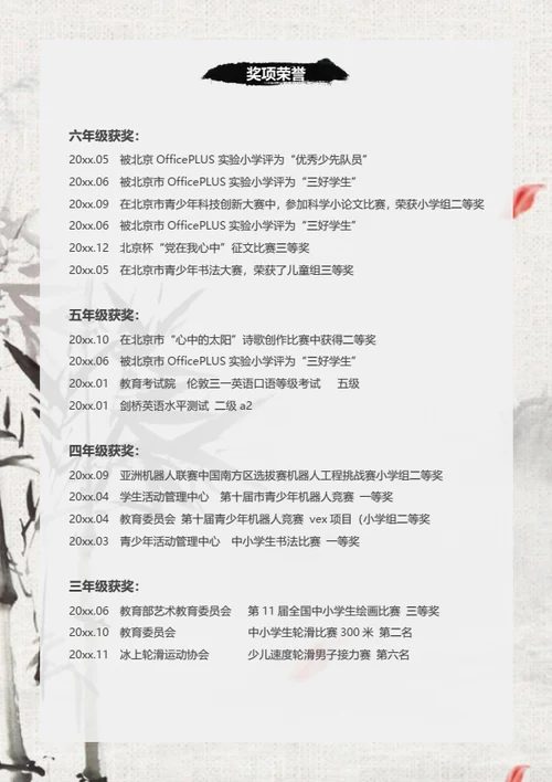 小升初公益小天使简历模板