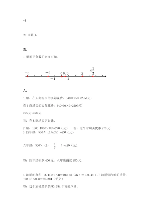 小学六年级数学期末自测题附参考答案【预热题】.docx