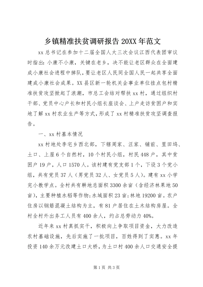 乡镇精准扶贫调研报告某年范文.docx