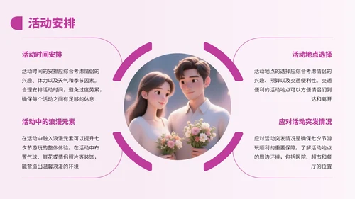 紫色3D风情侣七夕游玩攻略PPT