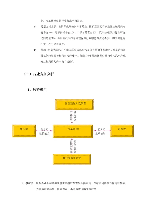 汽车修理创业计划书