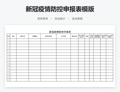 新冠疫情防控申报表模版