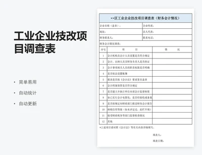 工业企业技改项目调查表