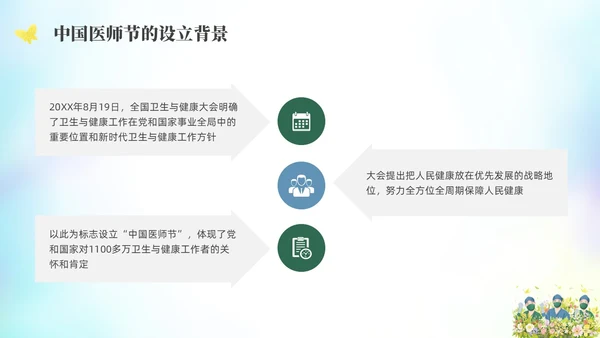 绿色水彩简约插画中国医师节PPT