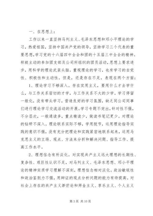 共青团员民主评议自我评价.docx