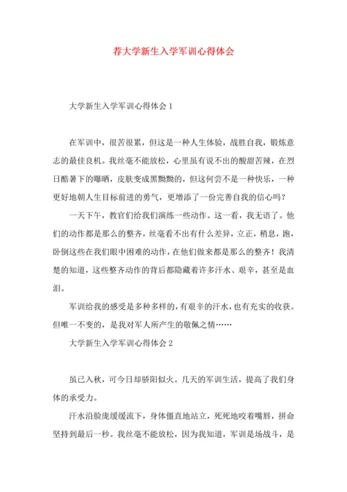 荐大学新生入学军训心得体会 (2).docx