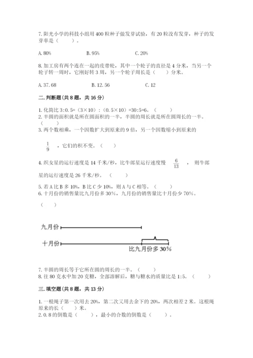 小学数学六年级上册期末卷附参考答案（名师推荐）.docx