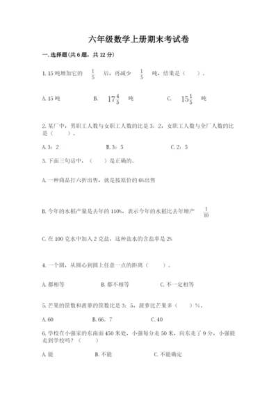 六年级数学上册期末考试卷1套.docx