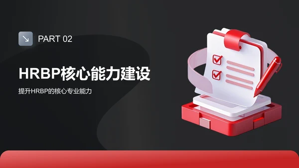 红色3D风HRBP的进阶规划PPT模板