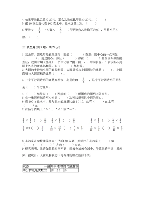 小学数学六年级上册期末测试卷含完整答案【考点梳理】.docx