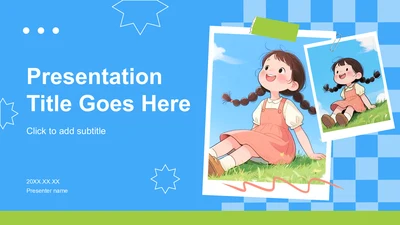 蓝色插画风新生自我介绍PPT主题