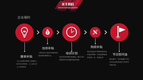 红黑简约商务企业宣传通用PPT模板