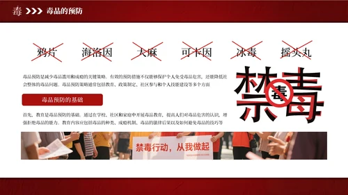 红色简约风国际禁毒日主题班会PPT模板