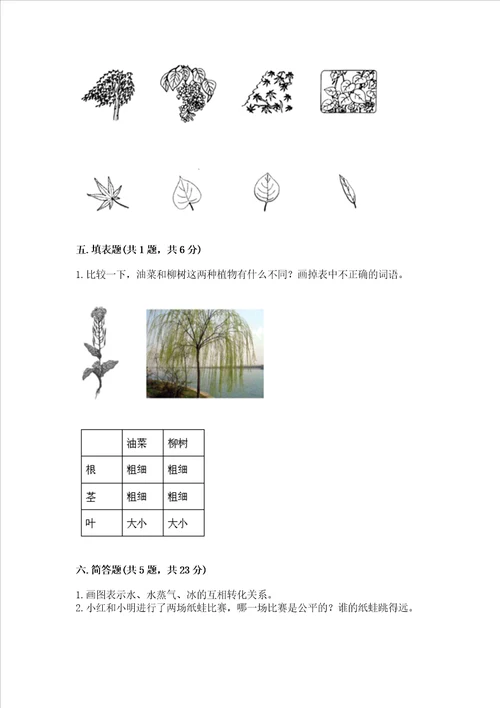 教科版一年级上册科学期末测试卷附参考答案夺分金卷