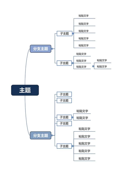 思维导图 - 深蓝简约层级思维导图word模板