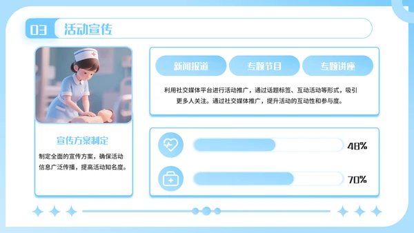 蓝色插画风护士节活动创意方案PPT模板