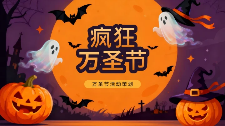 橙色卡通万圣节活动策划封面页