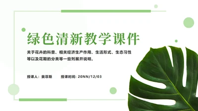 绿色清新教学课件ppt模板