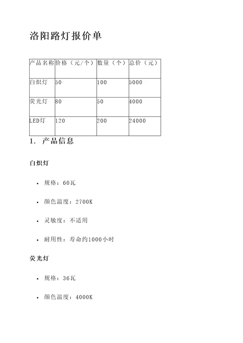 洛阳路灯报价单