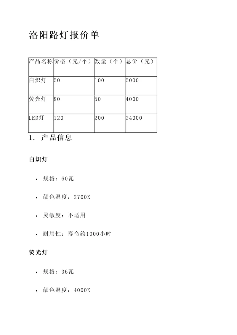 洛阳路灯报价单