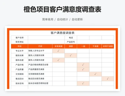 橙色项目客户满意度调查表