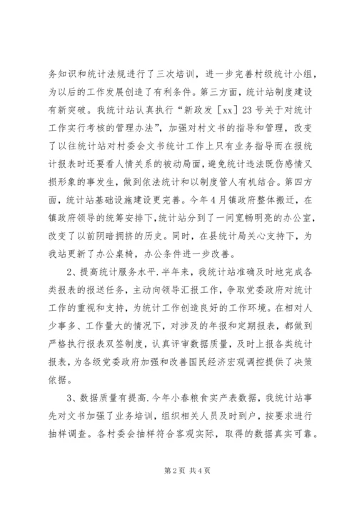 统计站XX上半年工作总结及下半年工作计划.docx