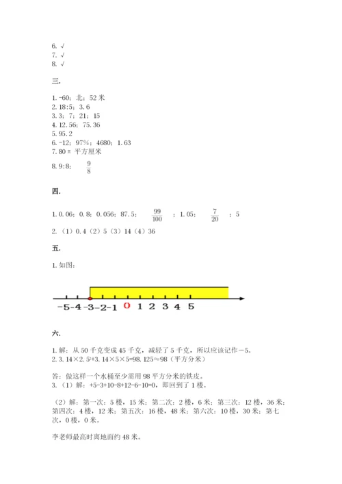 人教版六年级数学小升初试卷及答案【名校卷】.docx