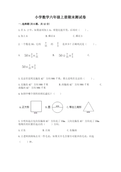 小学数学六年级上册期末测试卷（精选题）word版.docx