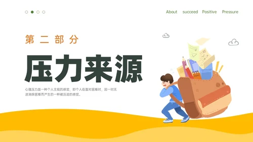 黄色简约卡通插画释放压力主题班会PPT模板