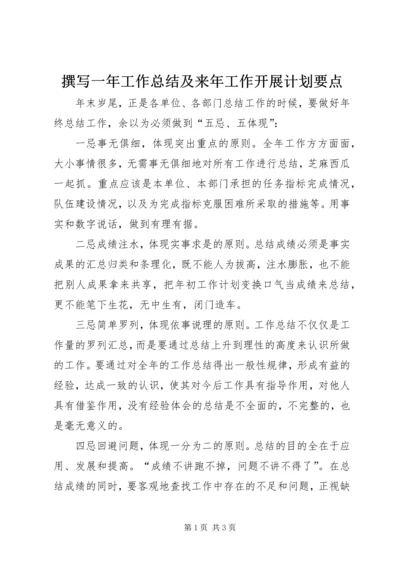 撰写一年工作总结及来年工作开展计划要点.docx