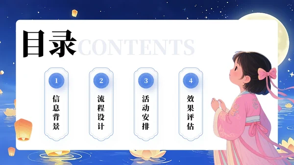 蓝色简约风中元节祭祖活动策划方案PPT模板