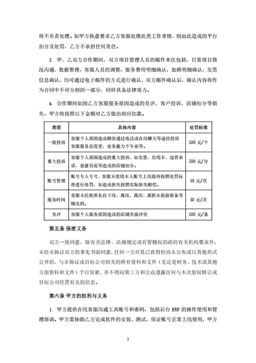 电商客服外包服务合同（律师拟定详细版）