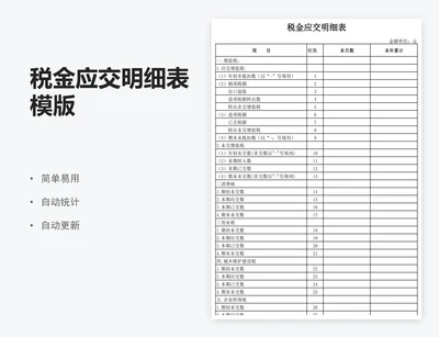 税金应交明细表模版