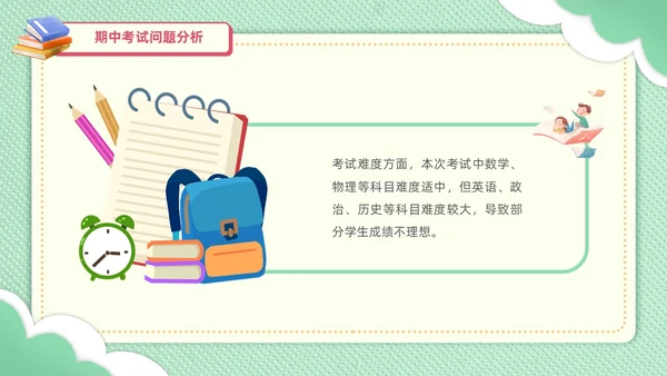 期中质量分析绿色剪纸风初中期中家长会共同关注孩子的成长与进步PPT