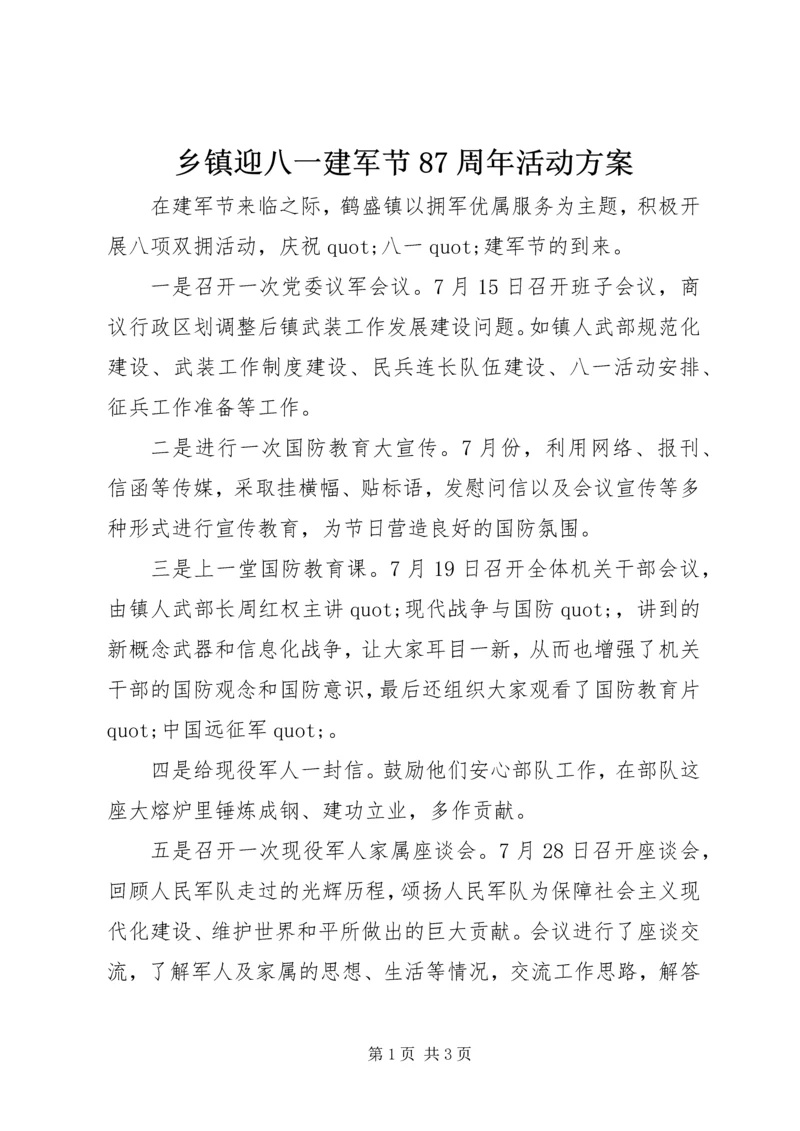 乡镇迎八一建军节87周年活动方案.docx
