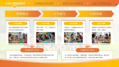 橙色儿童心理健康教育课件模板