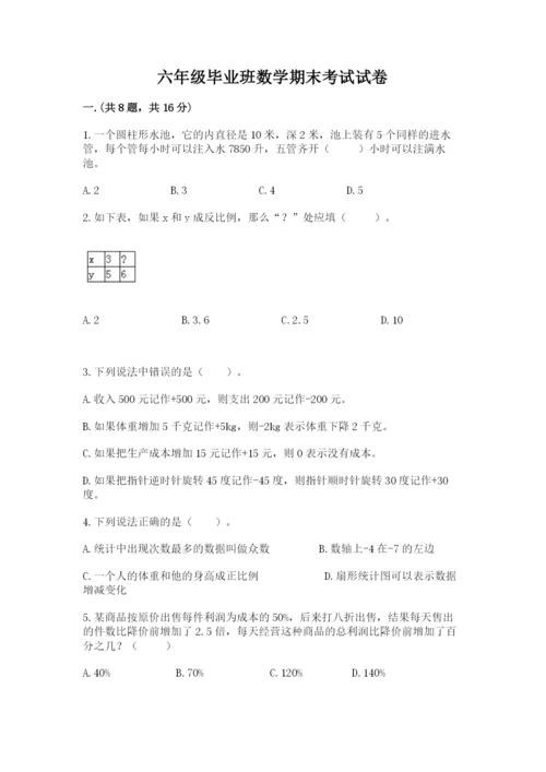 六年级毕业班数学期末考试试卷【易错题】.docx