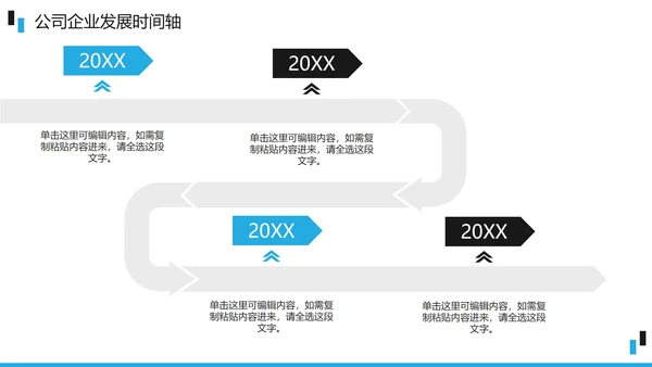 蓝黑商务公司企业发展时间轴PPT模板