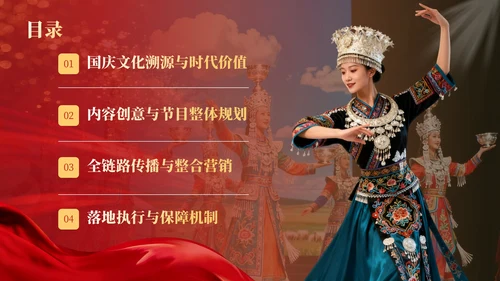 红金商务风国庆文化演出活动推广PPT模板