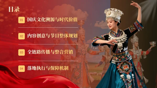 红金商务风国庆文化演出活动推广PPT模板