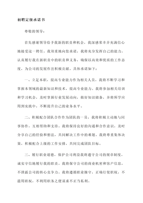 初聘定级承诺书