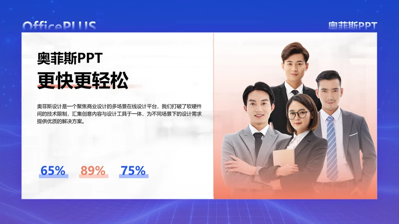 商务风蓝色图文排版1项PPT图文页