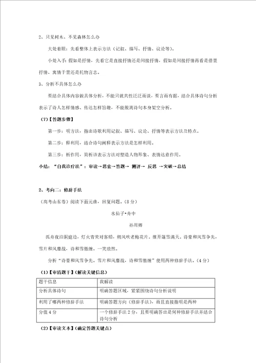 诗歌鉴赏表达技巧公开课教案样稿