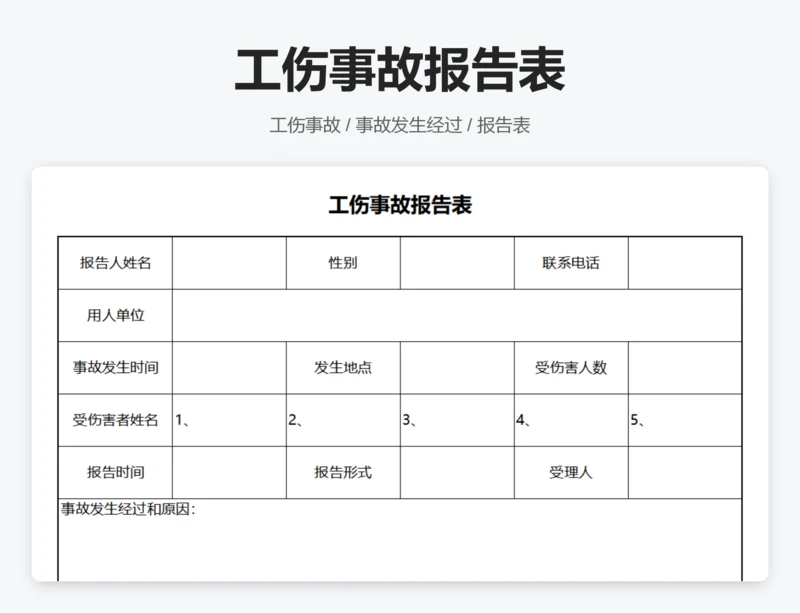 工伤事故报告表